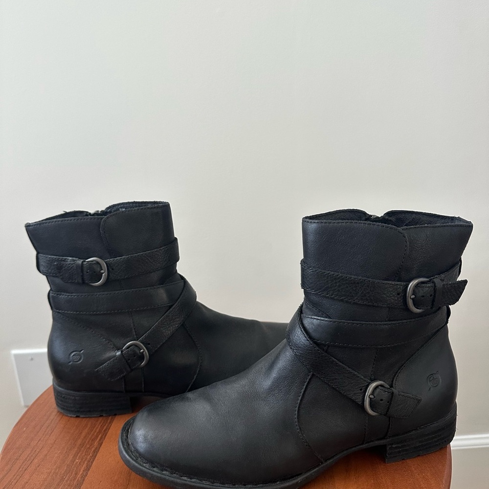 Born Black Leather Ankle Booties